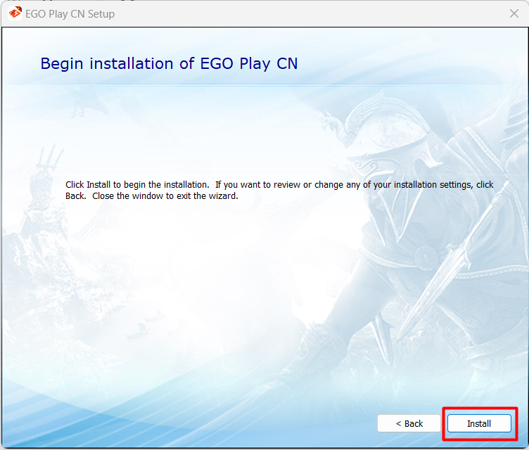 点击“Install（安装）”以安装EGOPLAY平台并游玩《帝国时代：罗马复兴》